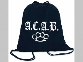 A.C. A. B.  boxer ľahké sťahovacie vrecko ( batôžtek / vak ) s čiernou šnúrkou, 100% bavlna 100 g/m2, rozmery cca. 37 x 41 cm